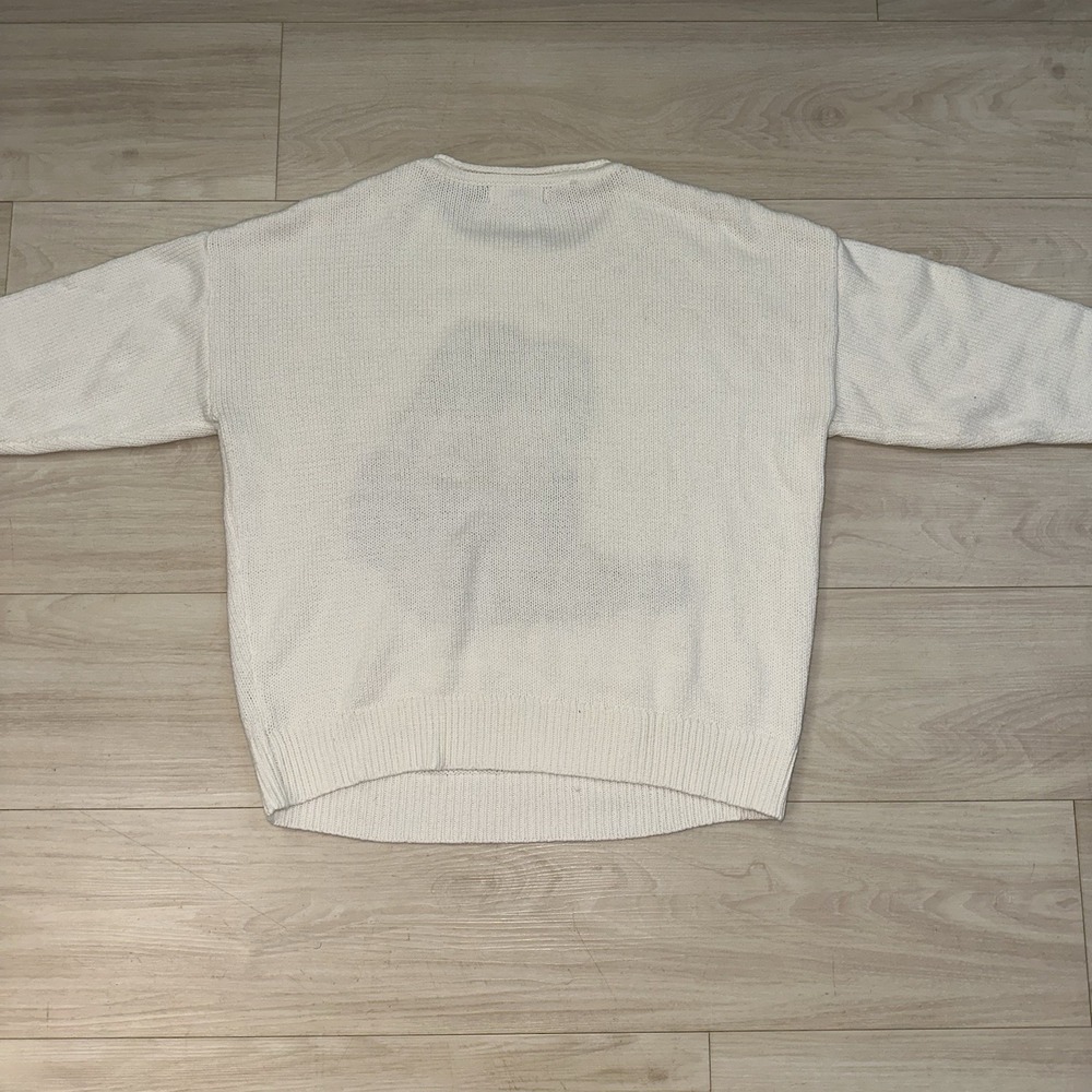 Boho Cowgirl Boots Knit Sweatshirt Size Small Women's White Cozy J.O.A Western - Picture 3 of 9